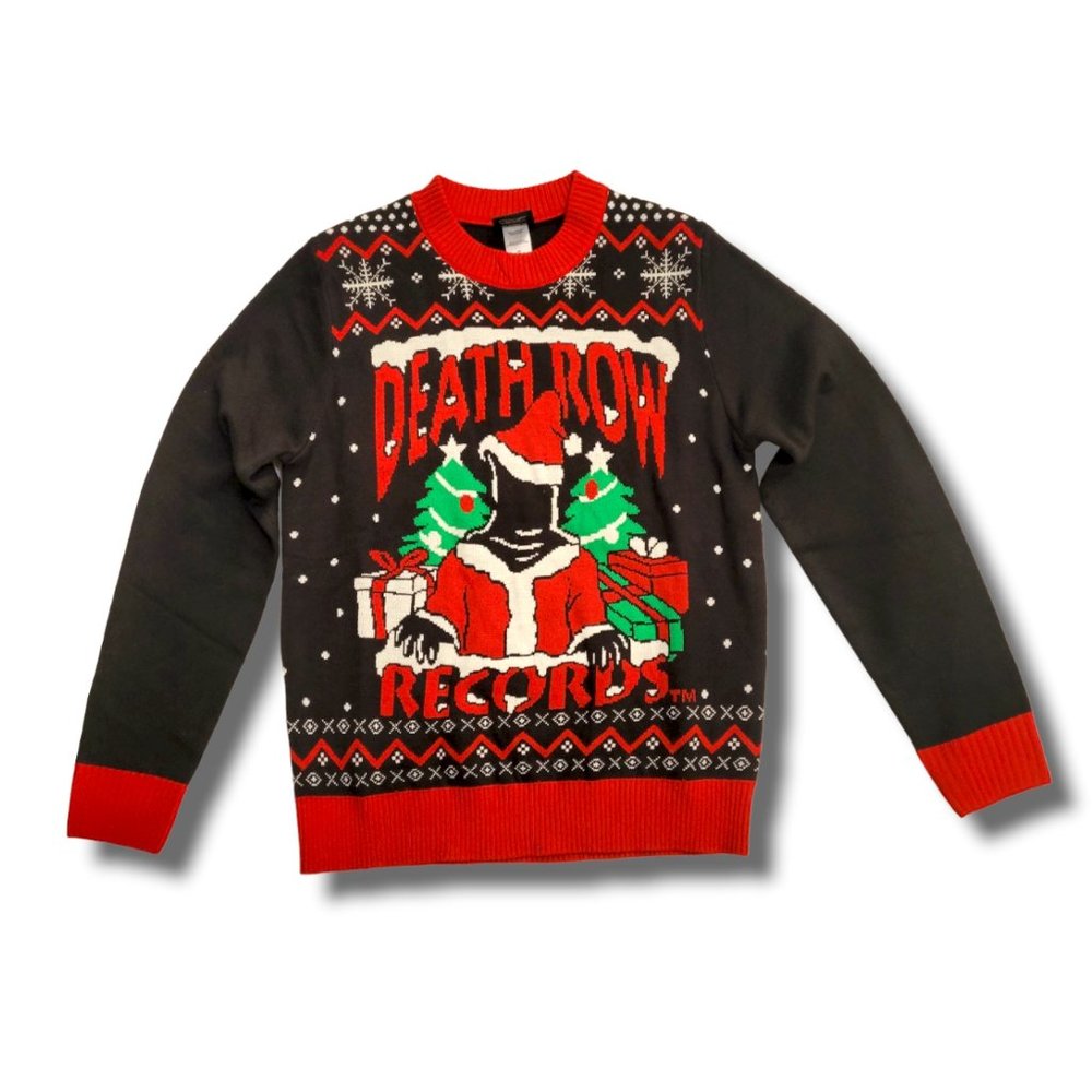 Death Row Records Ugly Christmas Sweater Black Red Green Santa 2021 Suge 2Pac
